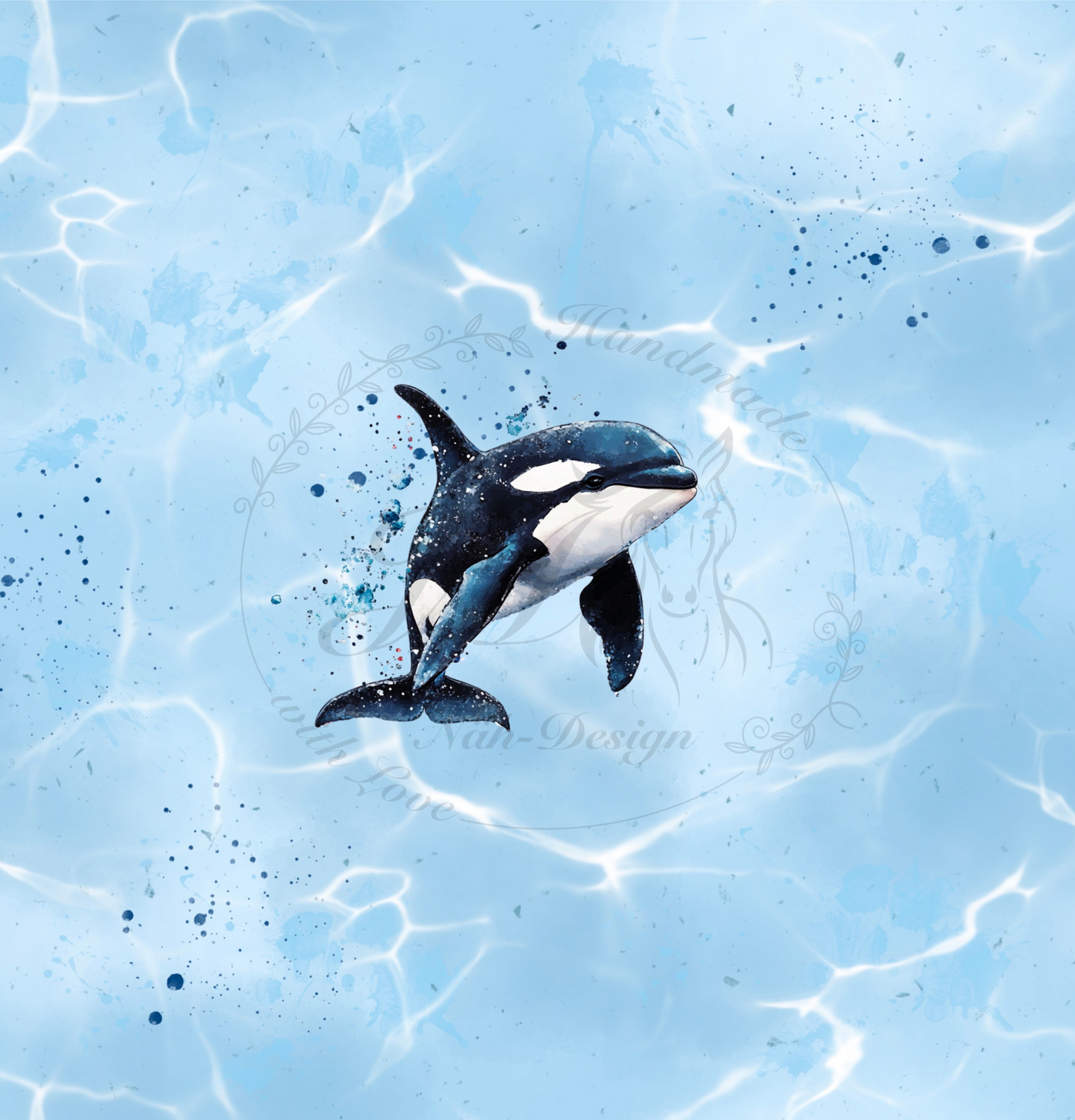 Lagerware - Orca - Panel ca. 50 x 48 cm - Bio French Terry