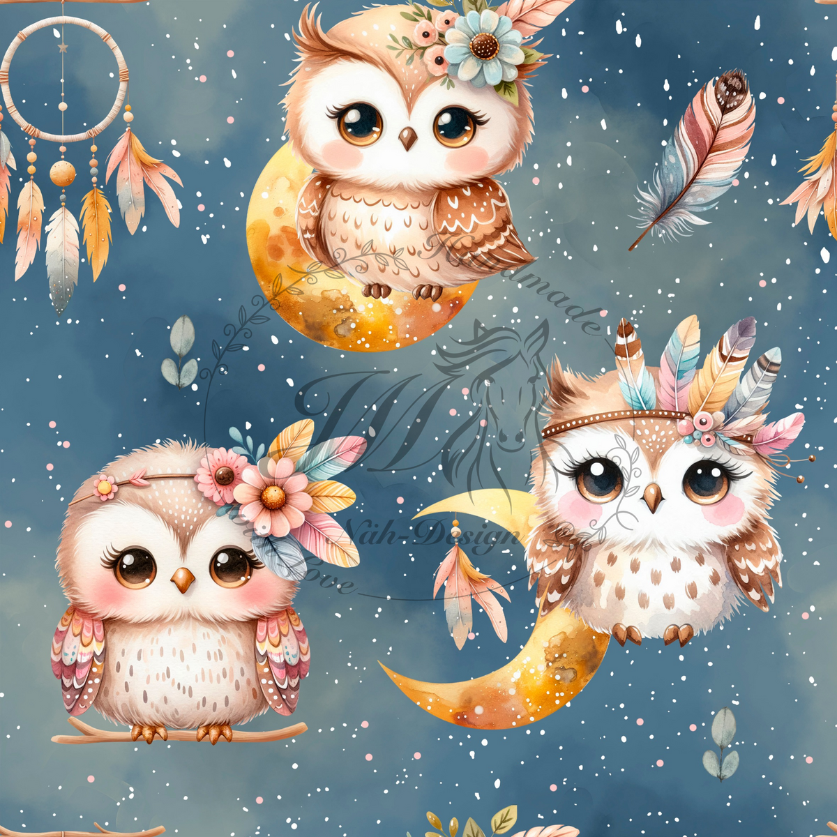 Lagerware - Boho owl - 0,5 Meter Bio Jersey