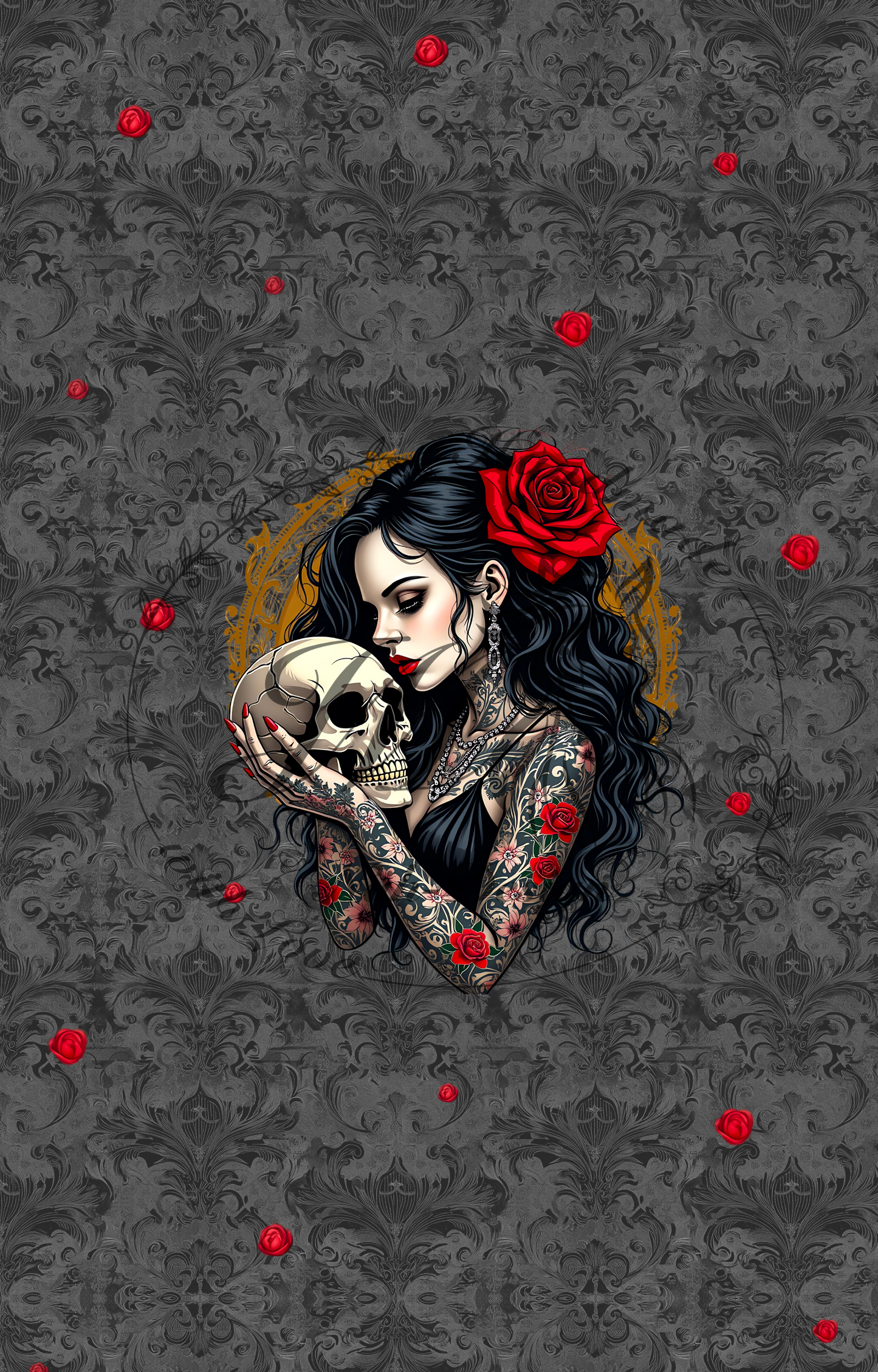 Roses skull girl
