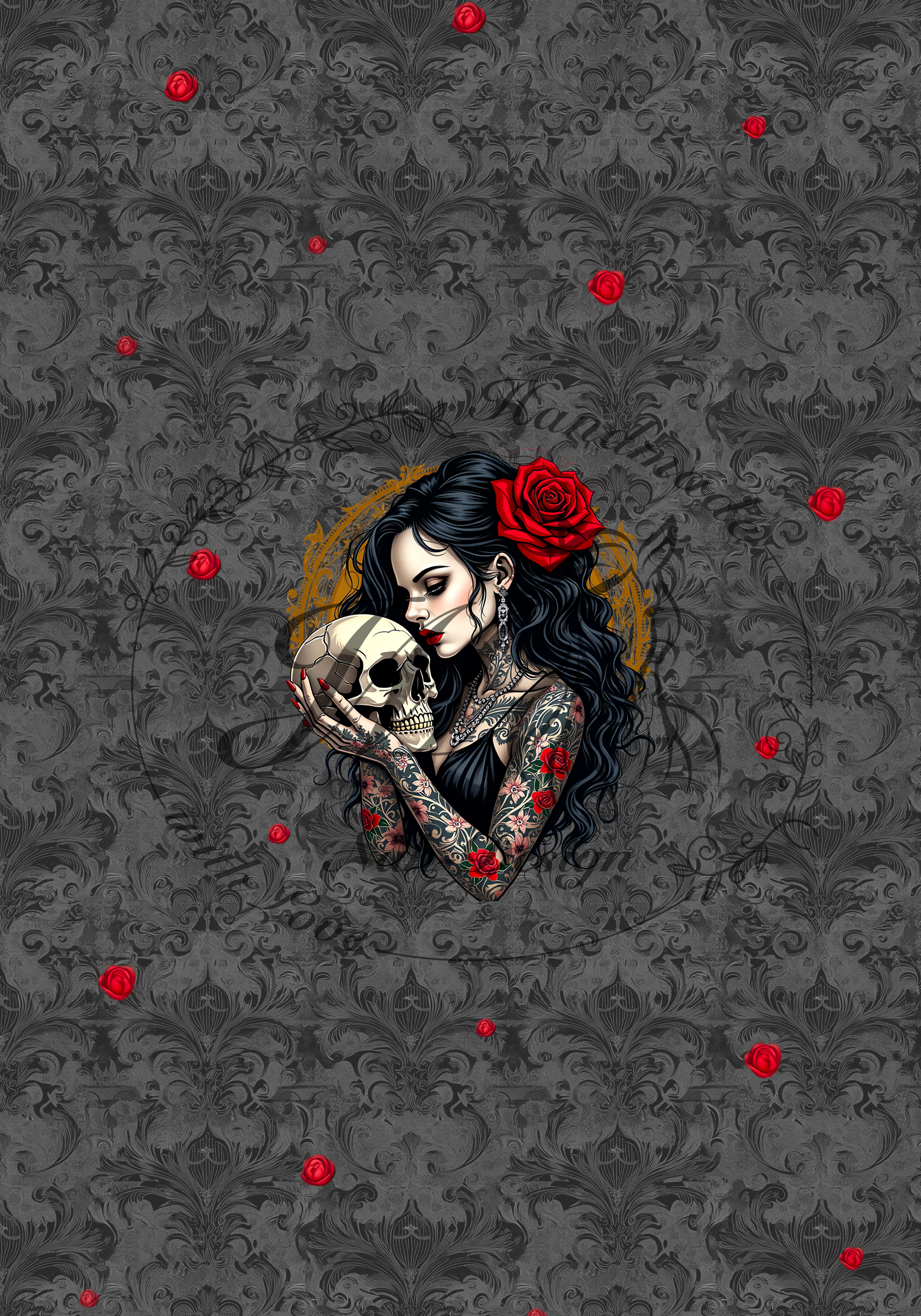 Roses skull girl