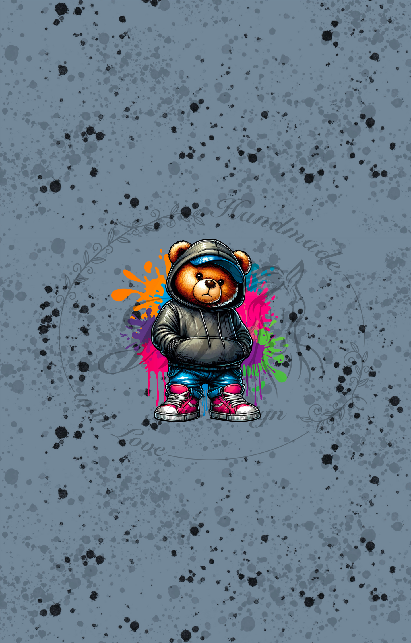 Lagerware - Colorful bear - Panel ca. 75 x 48 cm - Bio French Terry