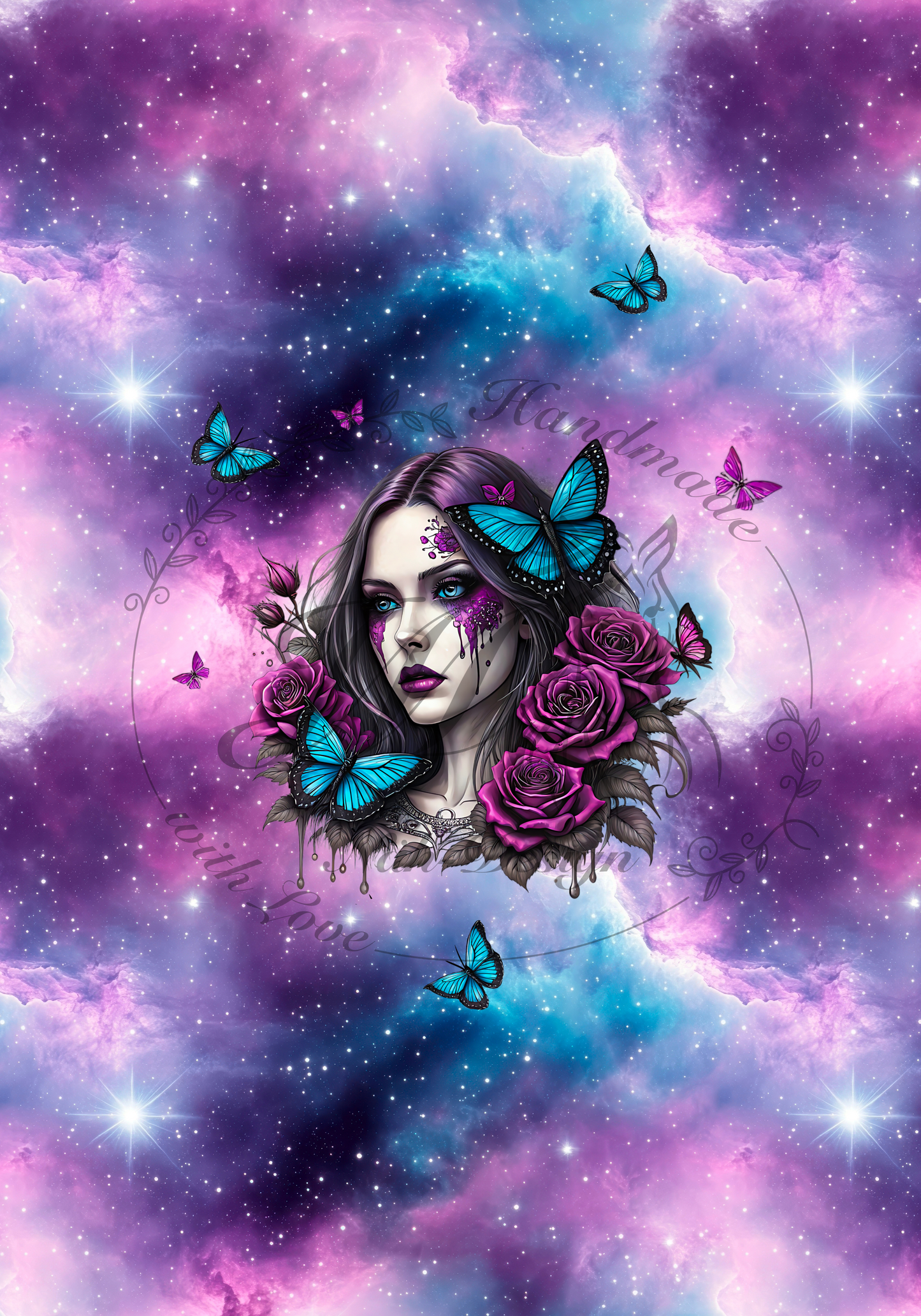 Lagerware - Butterfly Tears - Galaxy - Panel ca. 100 x 70 cm - Bio Jersey