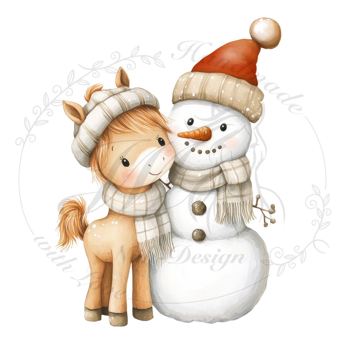 Bügelbild Schneemann und pony