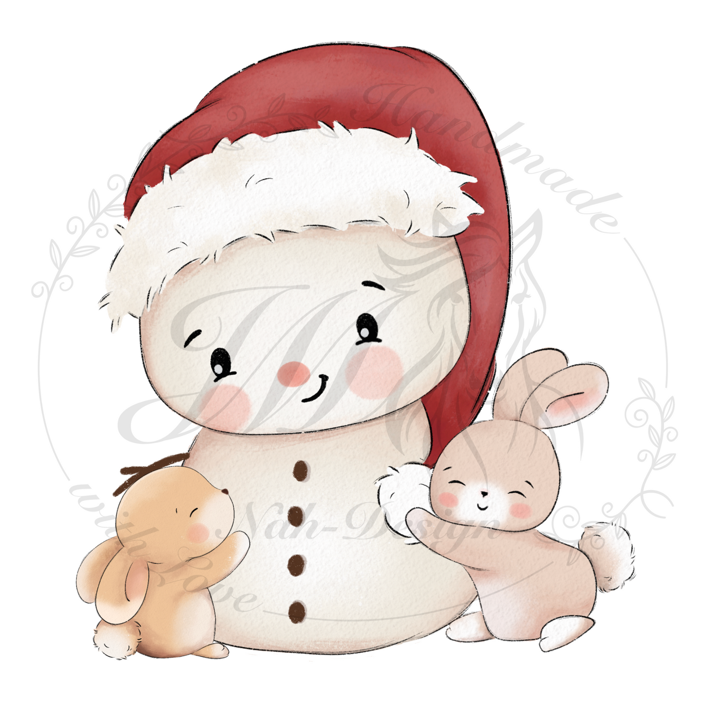 Bügelbild Häschen im Winterglück