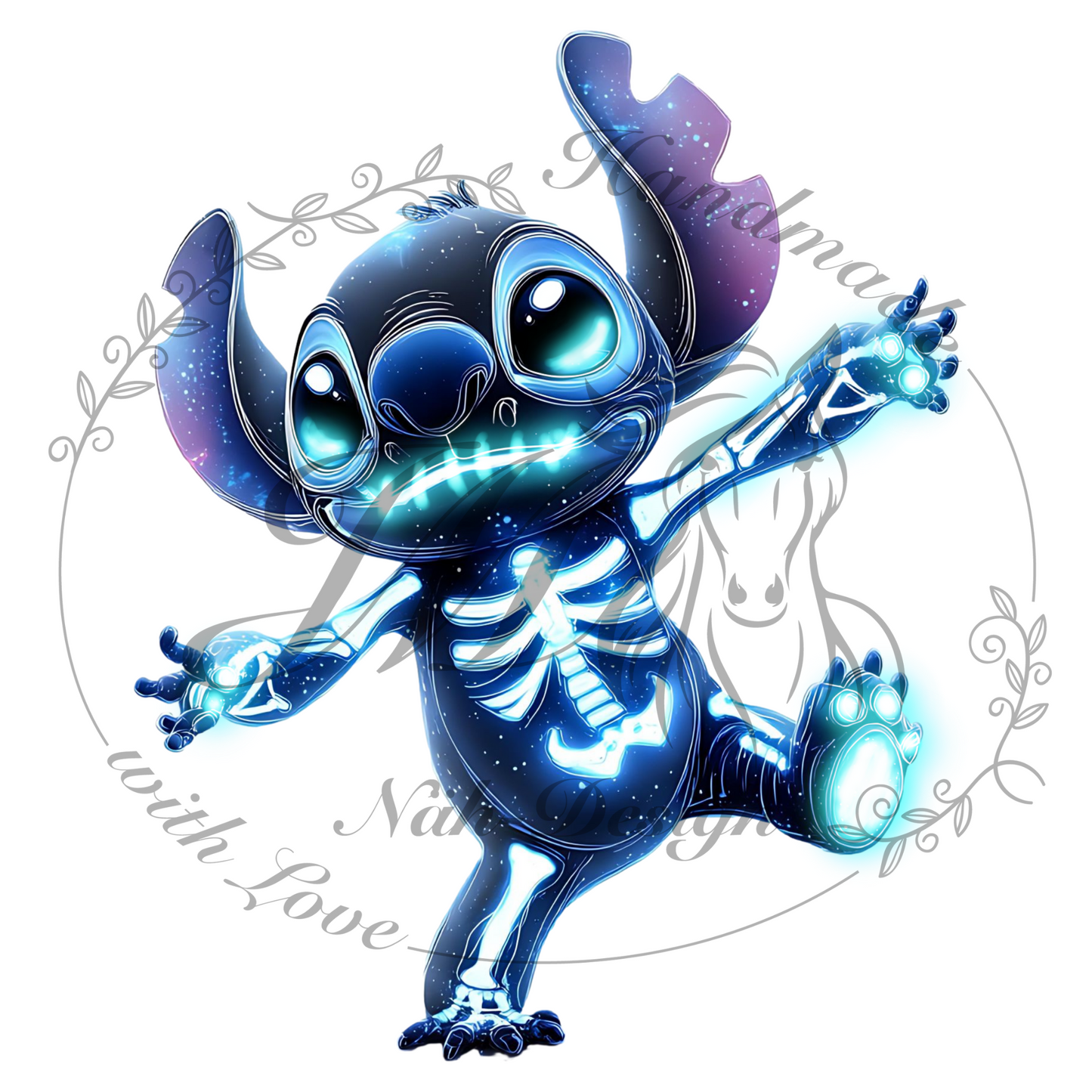 Bügelbild Skelett Monster