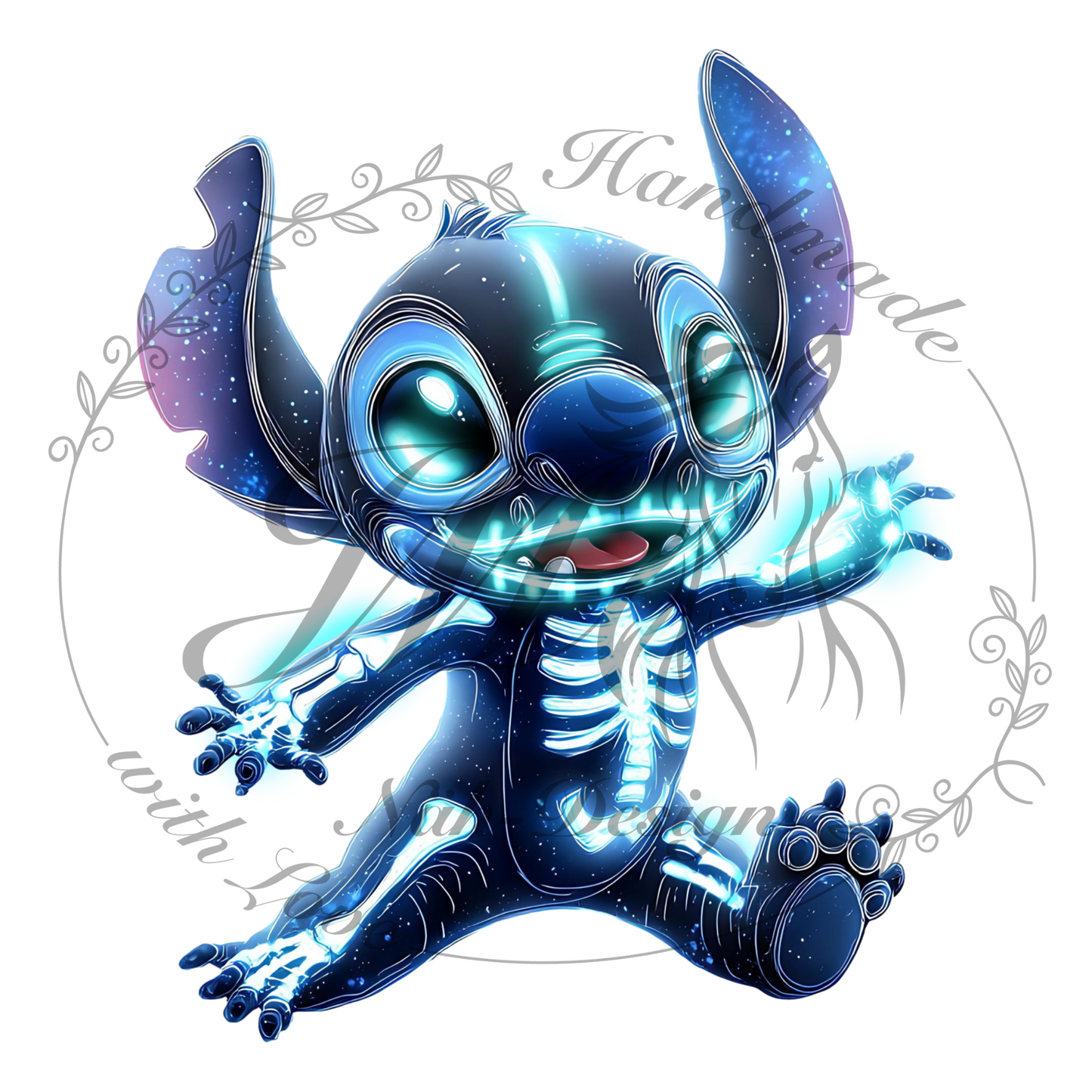 Bügelbild Skelett Monster