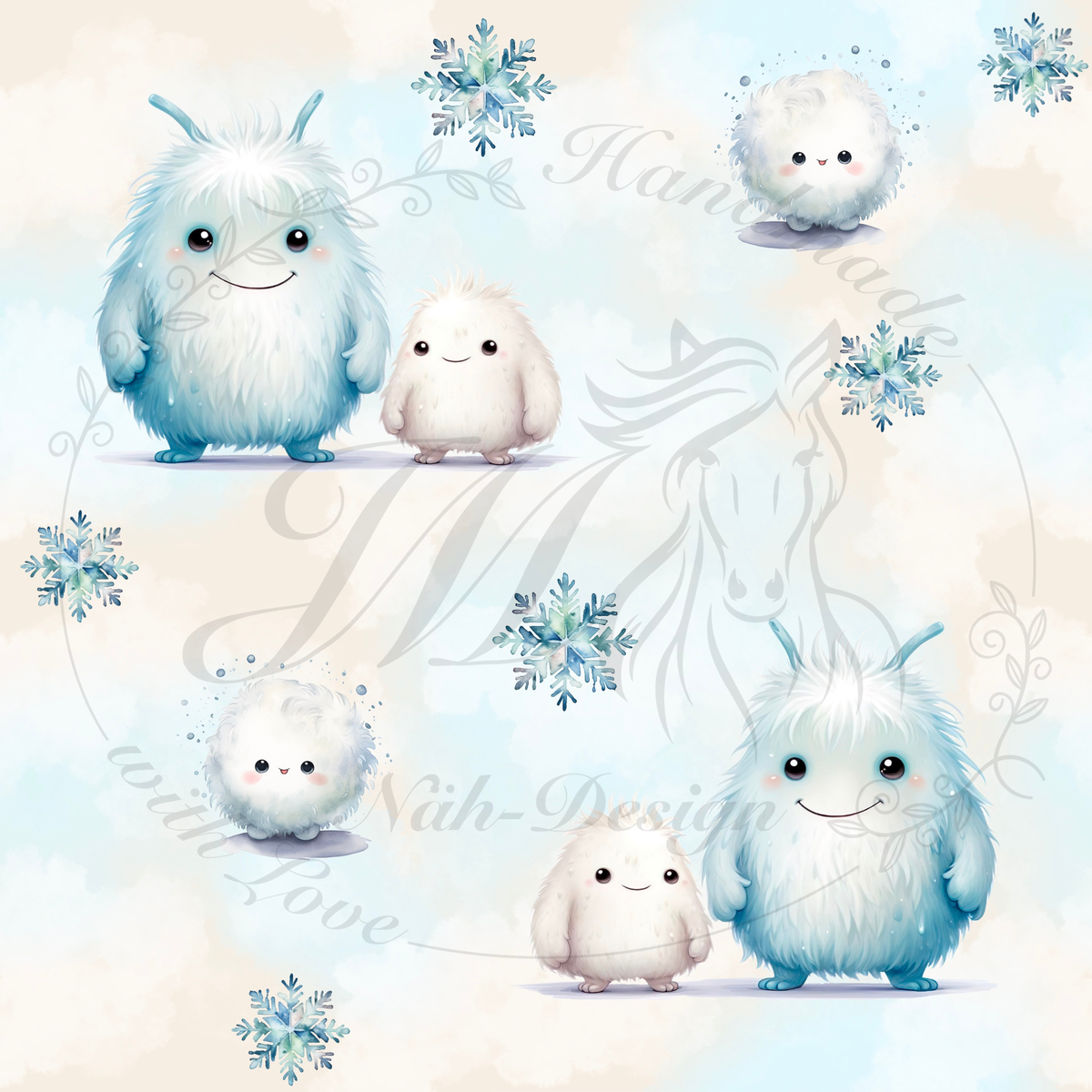 Cute snow monsters