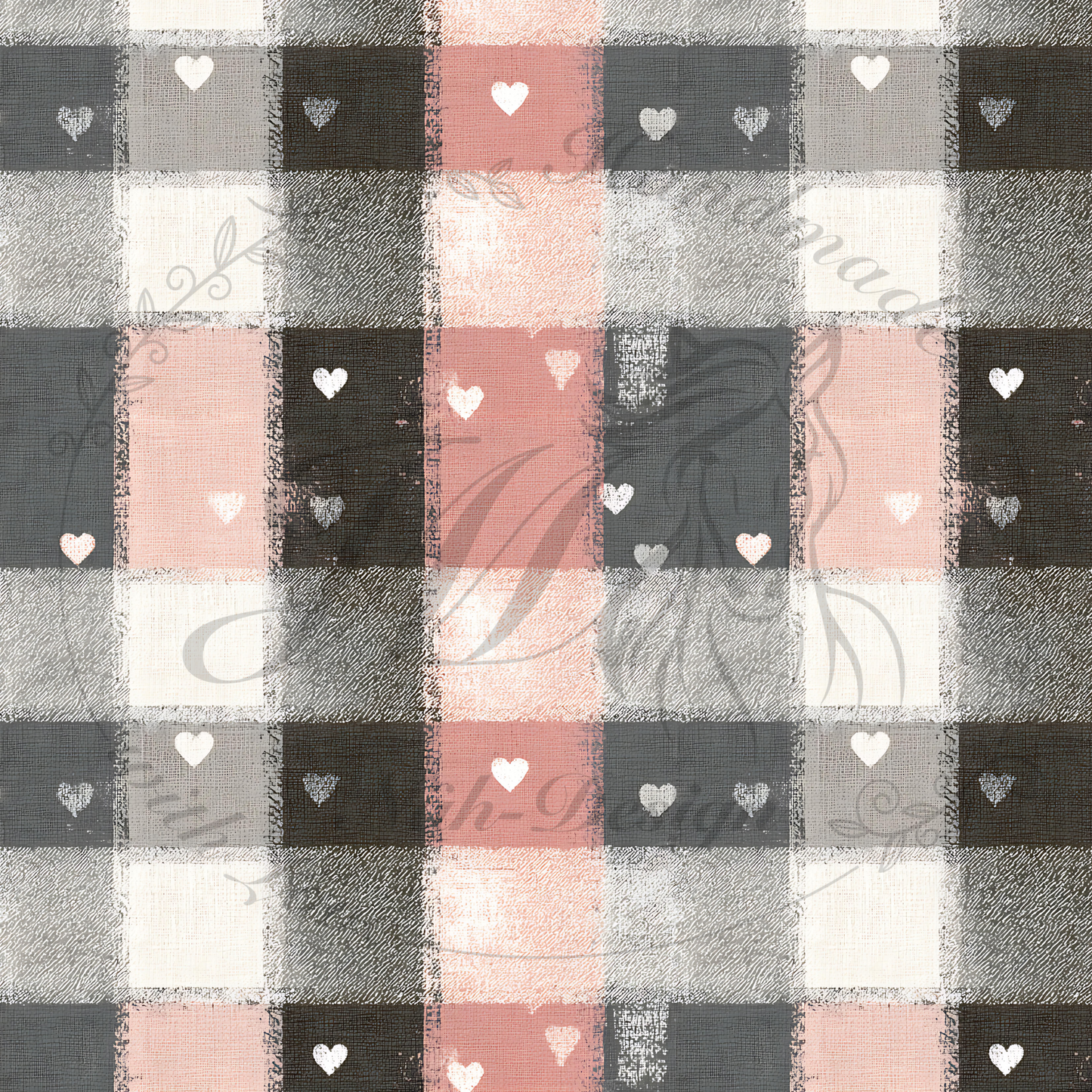 Rustic heart plaid