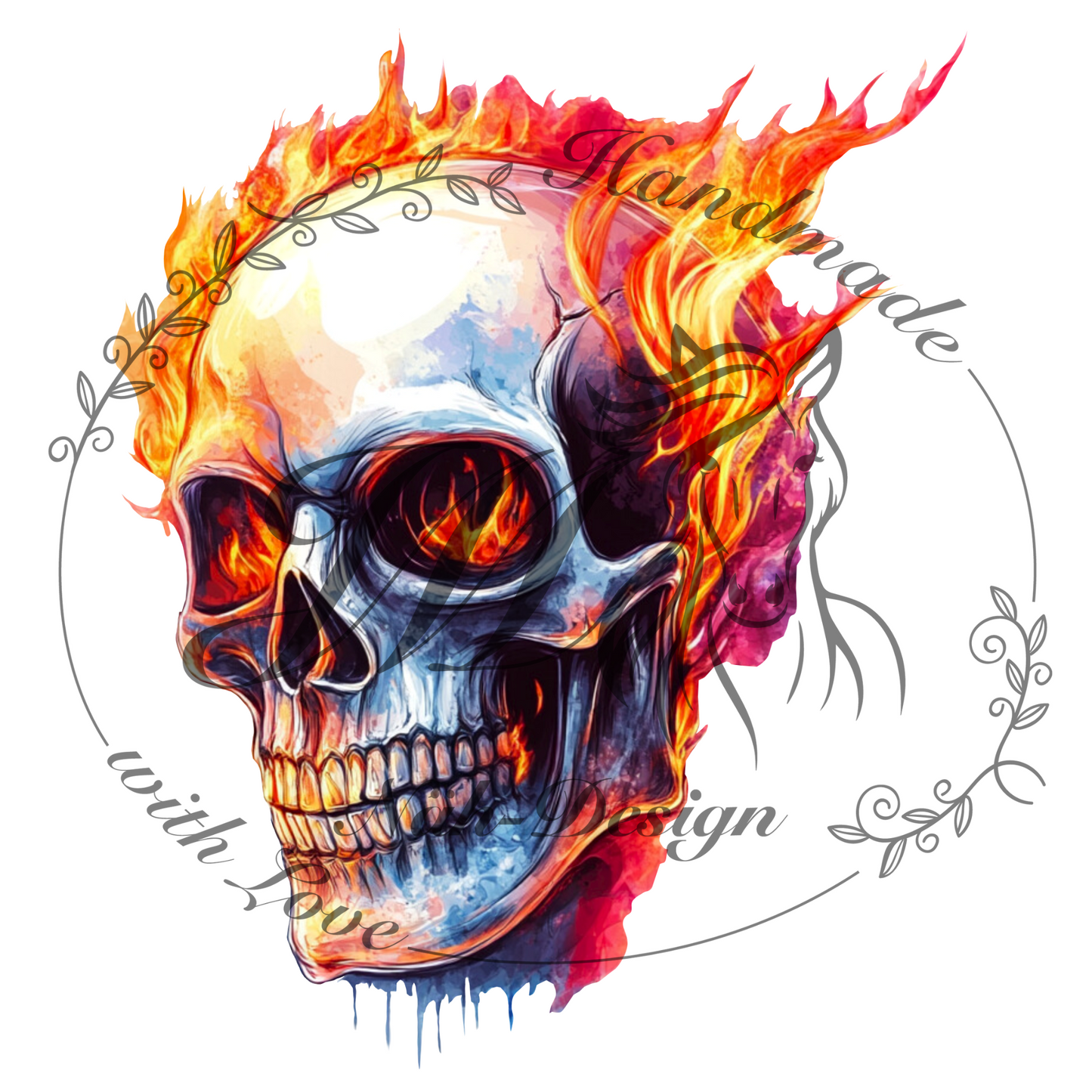Bügelbild Skull fire