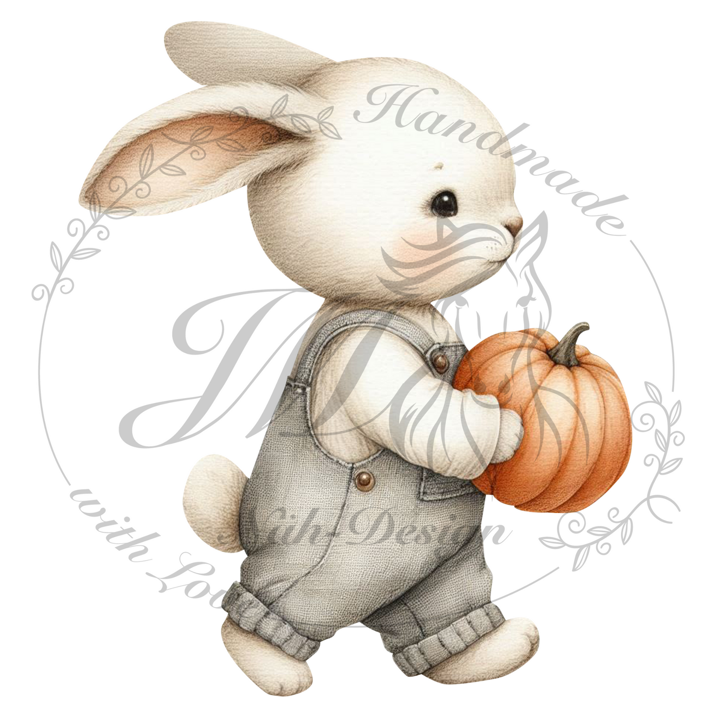 Bügelbild Herbst Hase