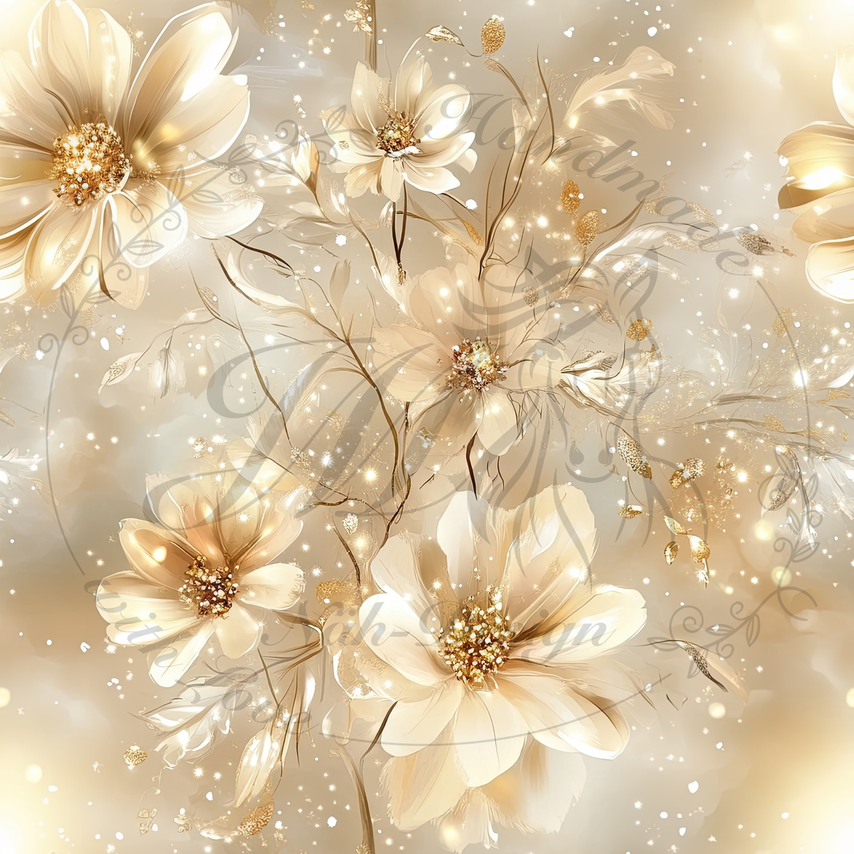 Lagerware - Golden flowers - Bio Jersey