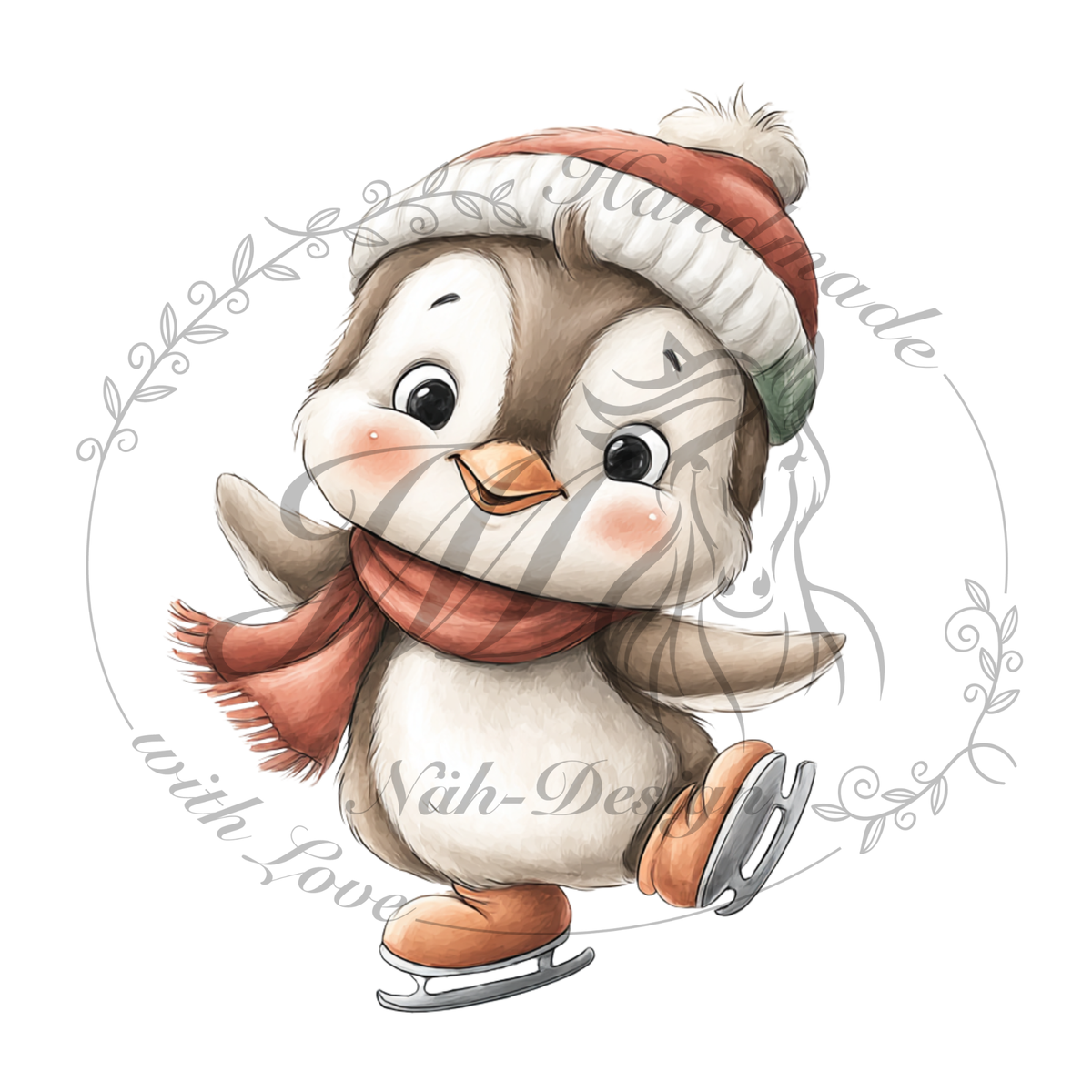 Bügelbild Weihnachtspinguin