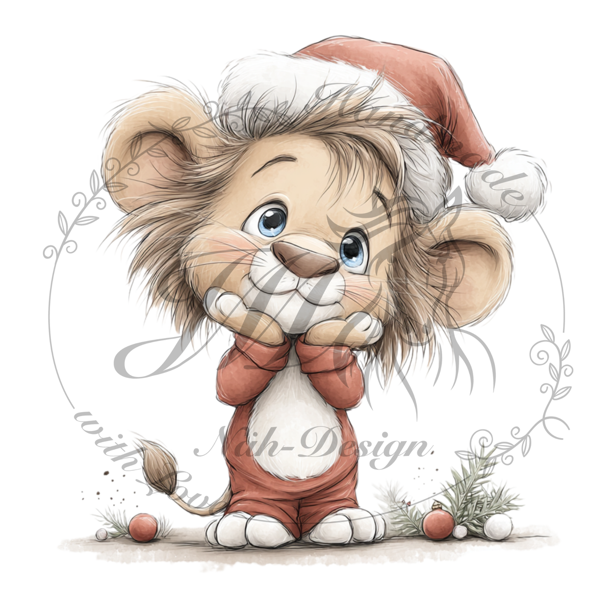 Bügelbild Weihnachtslöwen