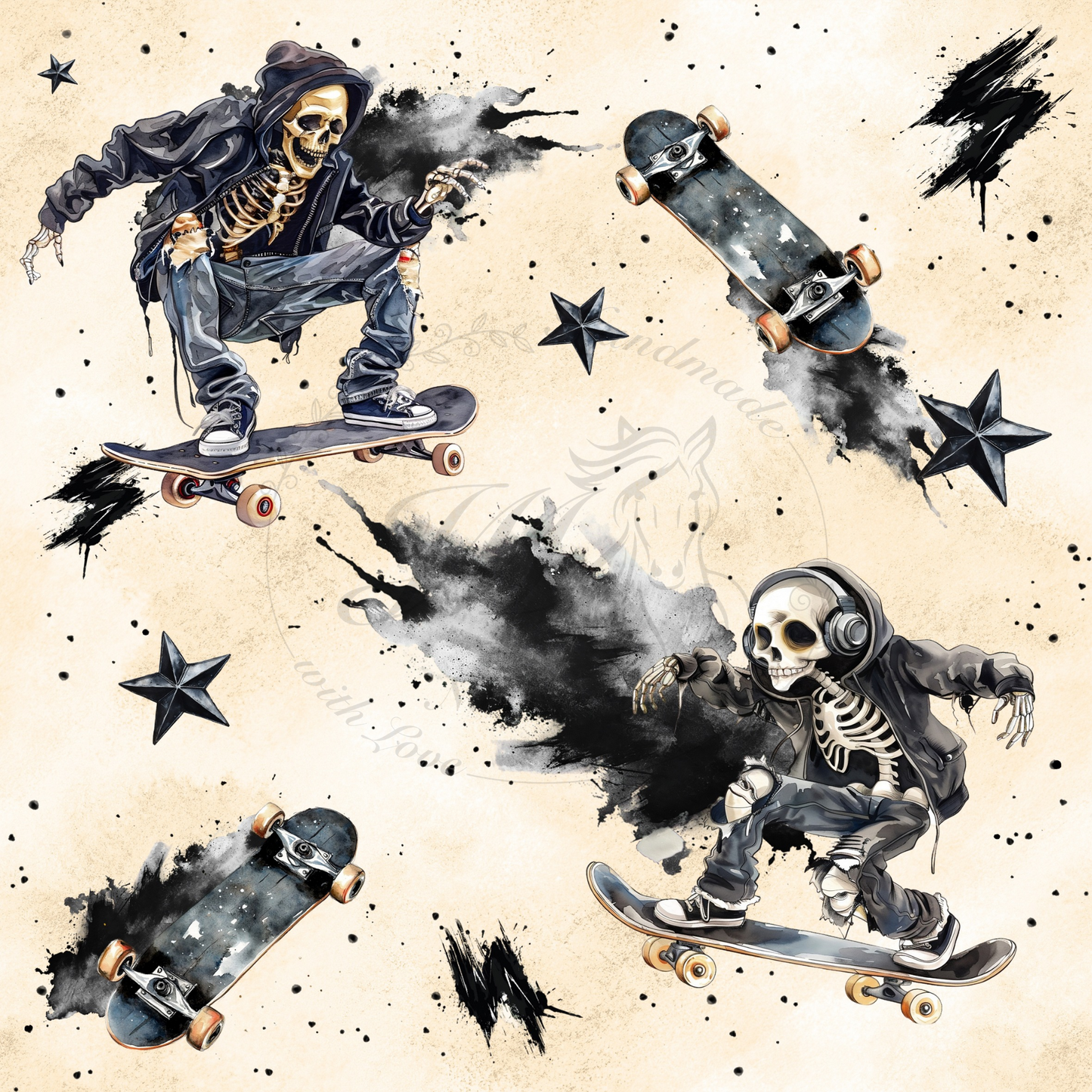 Lagerware - Skull Skater - 0,5 Meter Bio French Terry