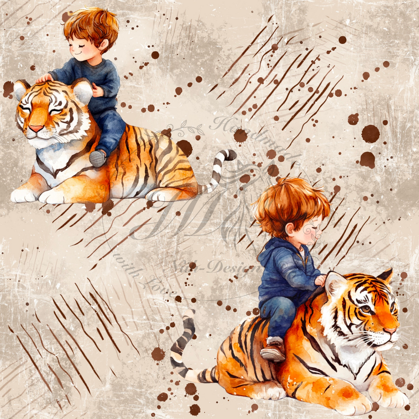 Lagerware - Tiger Junge - 0,45 Meter Bio French Terry