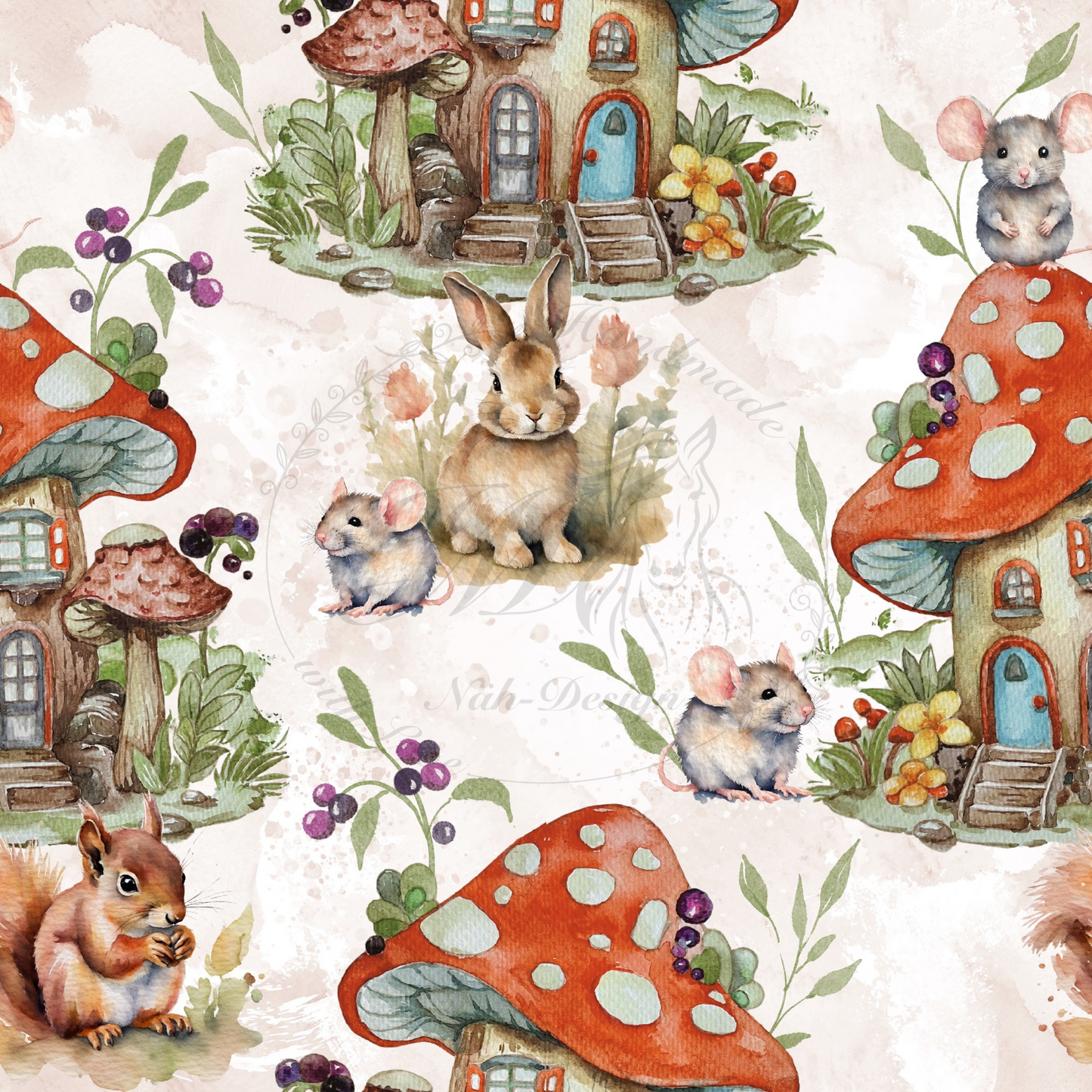 Pilzhaus mit Waldbewohnern