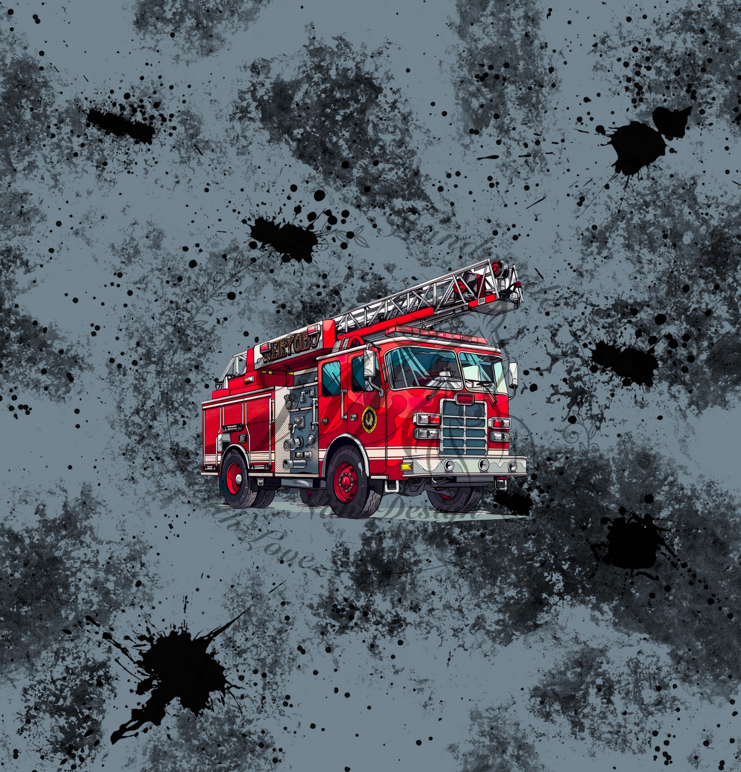 Lagerware - Fire Fighter - Panel ca. 50 x 48 cm - Bio French Terry