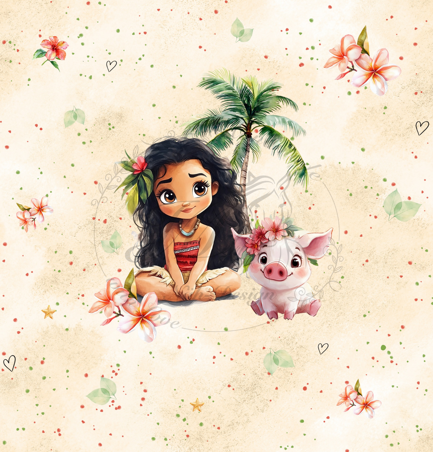 Lagerware - Hawaii Girl - Panel ca. 50 x 48 cm - Bio Jersey