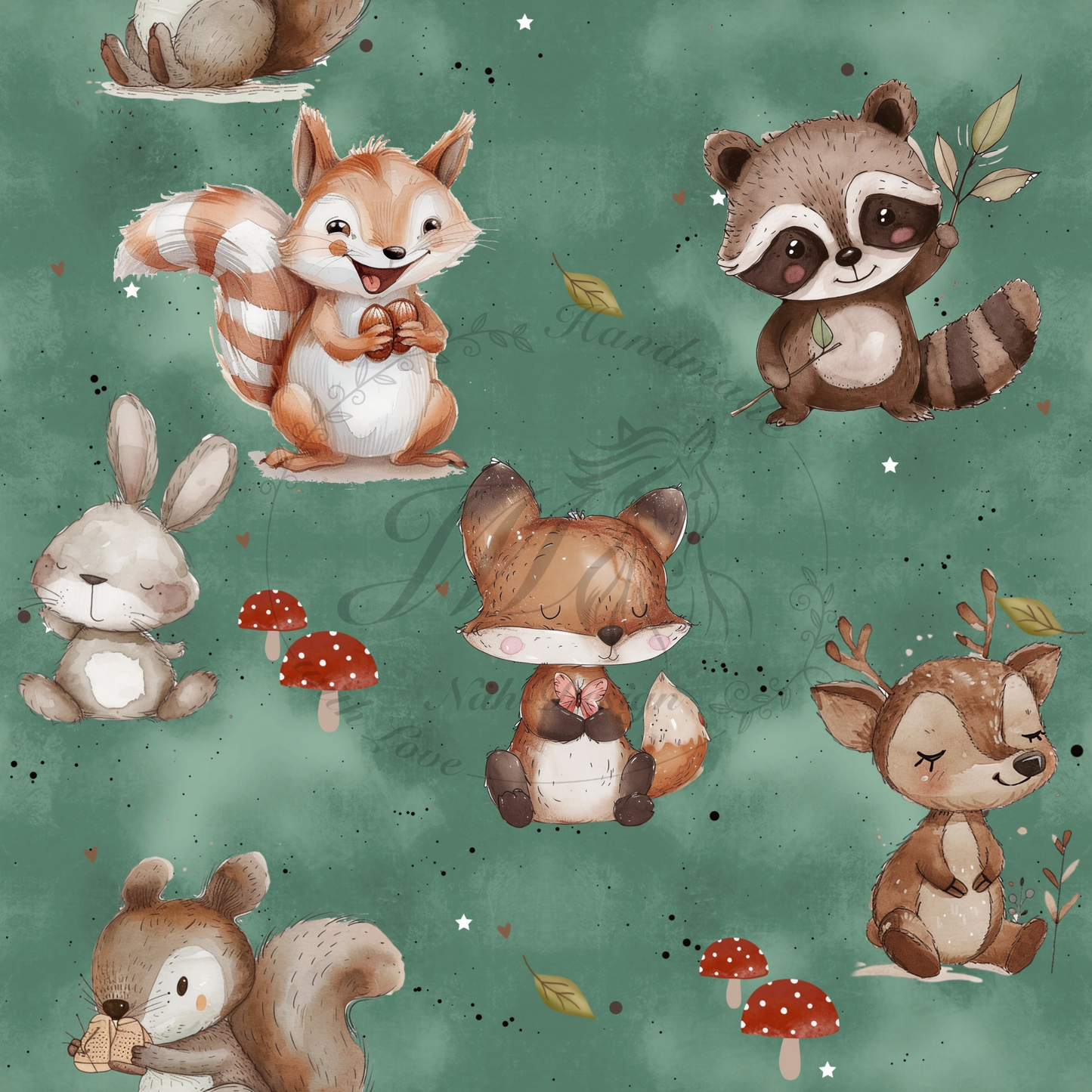 Lagerware - Woodland friends - 1,30 Meter Bio Jersey