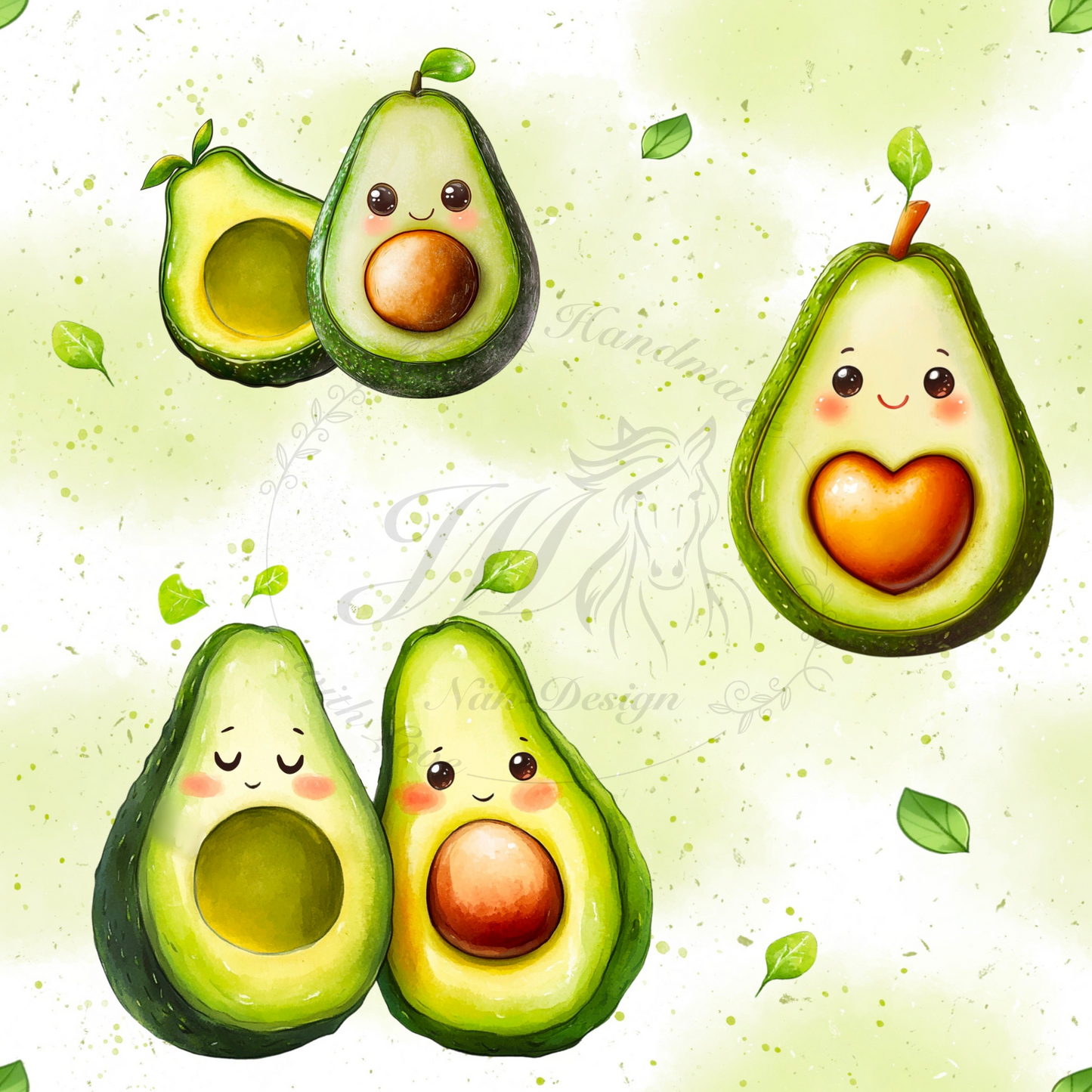 Lagerware - Cute avocado's - 0,5 Meter Bio French Terry