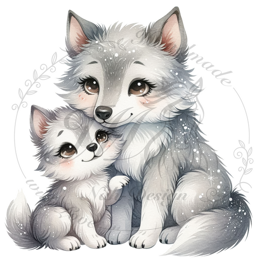 Bügelbild Wolf mom