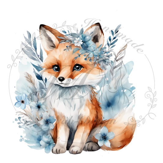 Bügelbild Boho Blumen Fuchs