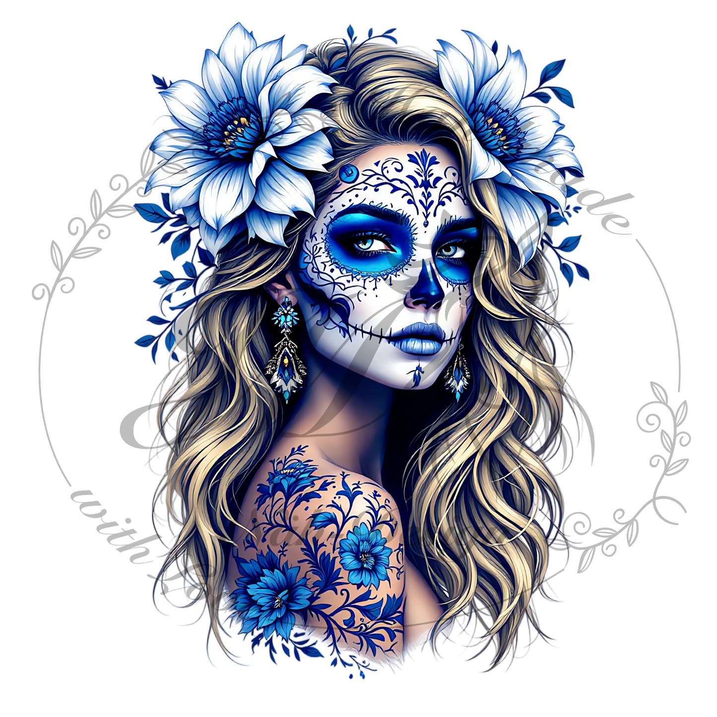 Bügelbild Blue flower Girl