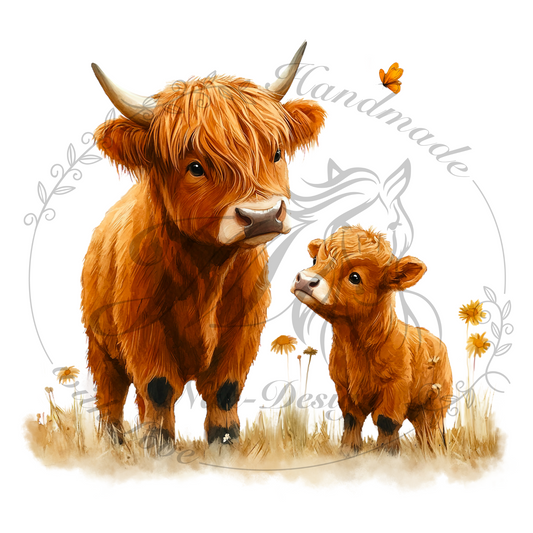 Bügelbild Highland cattle mommy