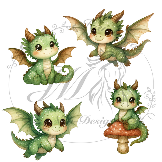 Bügelbild Nature green dragon