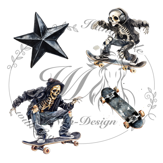 Bügelbild Skull Skater