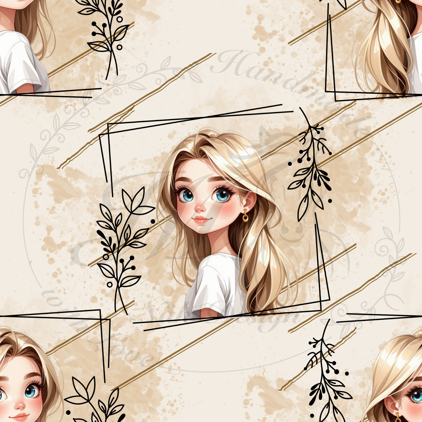 Lagerware - Golden Frame Girl - 0,45 Meter Bio French Terry