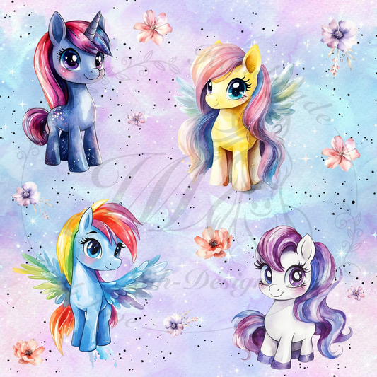 Lagerware - Cute ponies - 0,55 Meter Bio Jersey