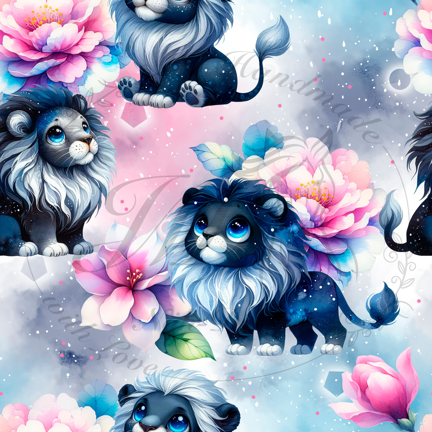 Black flower lion