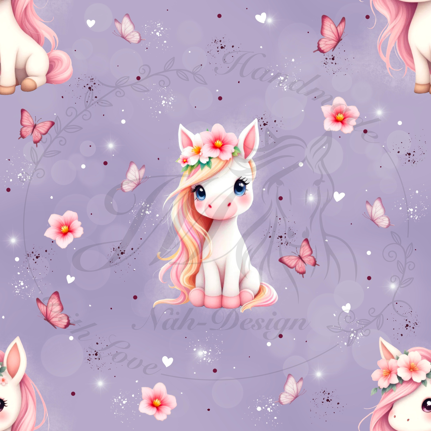 Lagerware - Flower pony - Motivstoff - 0,5 Meter Bio Jersey