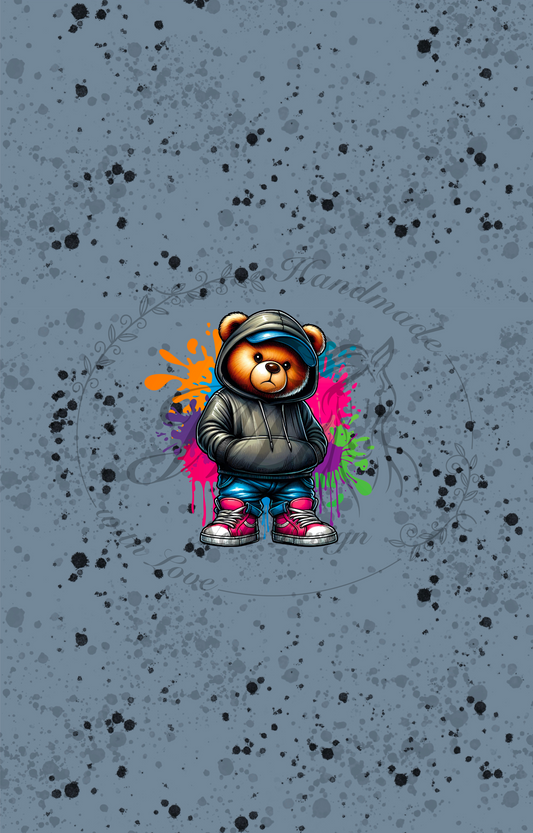 Lagerware - Colorful bear - Panel ca. 75 x 48 cm - Bio French Terry