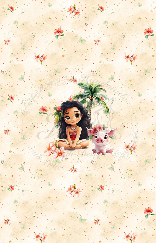 Lagerware - Hawaii Girl (Motivgröße ca. 25 cm) - Panel ca. 75 x 48 cm - Bio Jersey