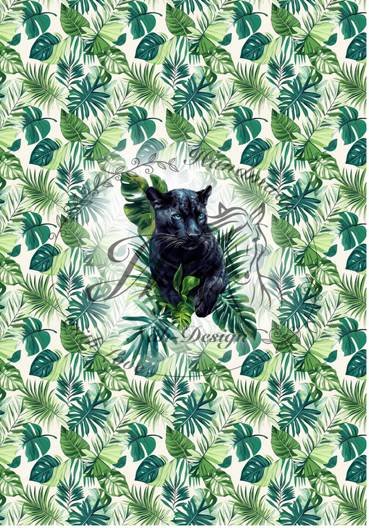 Lagerware - Big panther - white - 1 - Panel ca. 100 x 70 cm - Bio French Terry