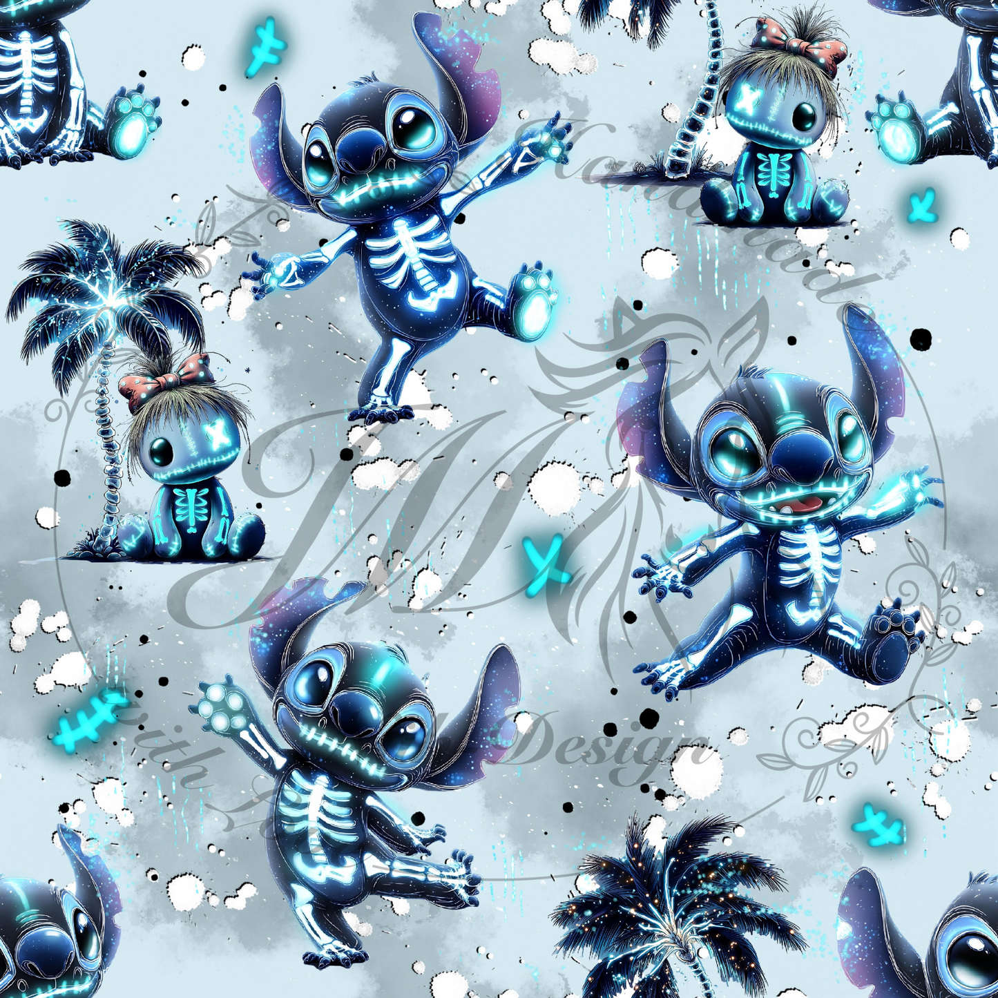 Lagerware - Skelett Monster - 1 Meter Bio Jersey