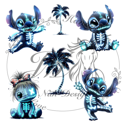 Bügelbild Skelett Monster