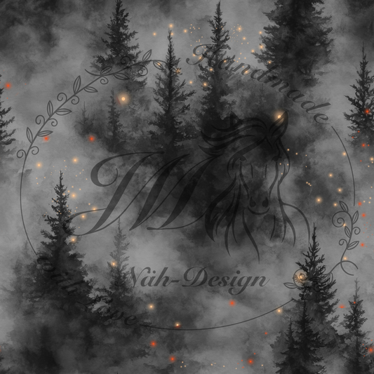 Lagerware - Howling wolf - Night - Kombistoff - 1 Meter Bio Jersey