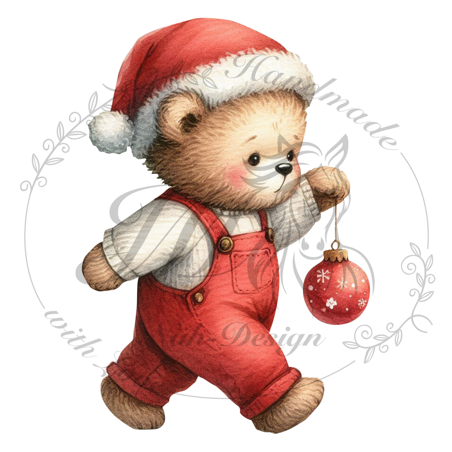 Bügelbild Weihnachtsbär mit Kugel