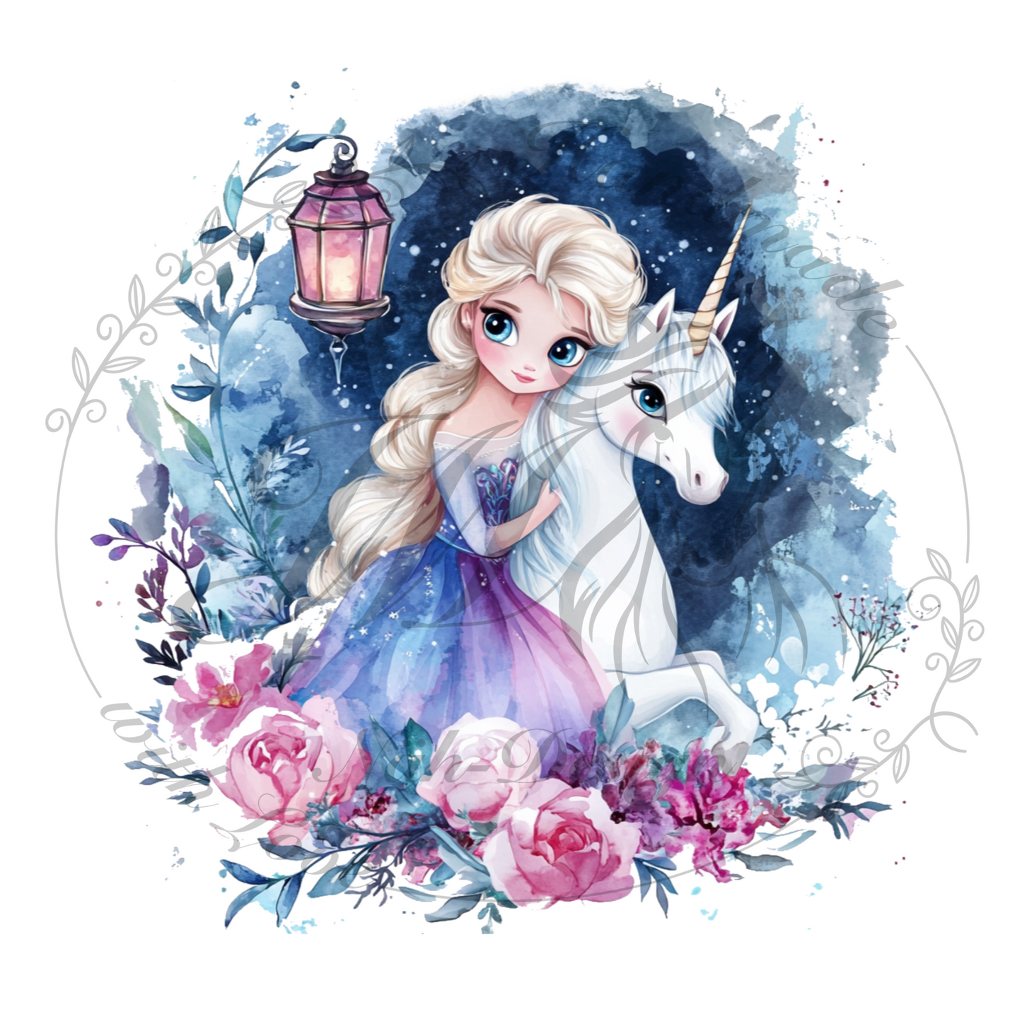 Bügelbild Princess with Unicorn