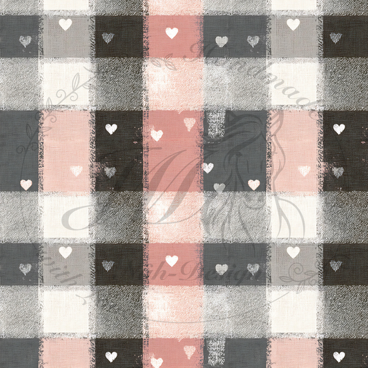 Rustic heart plaid