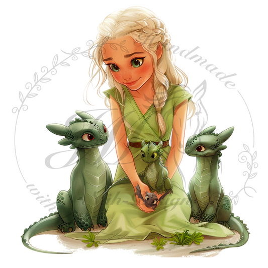 Bügelbild Hüterin der Drachen