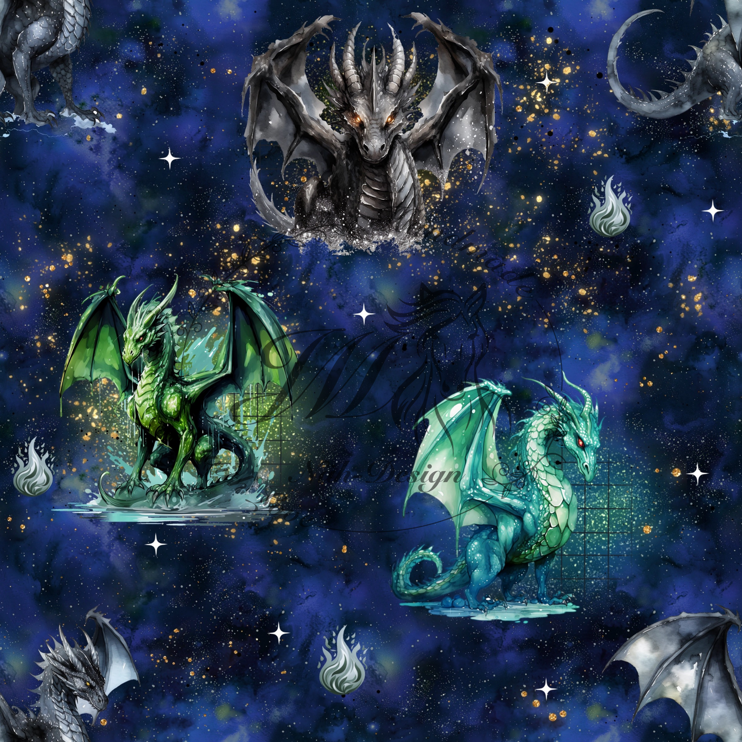 Lagerware - Dragons - 0,45 Meter Bio French Terry