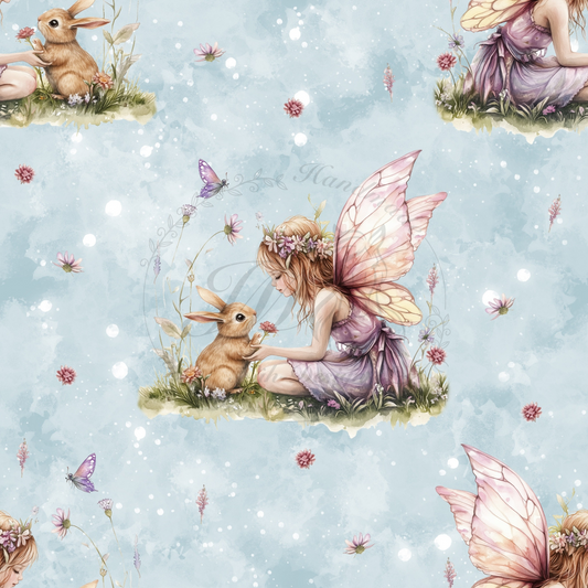 Lagerware - Fee mit Hase - 0,45 Meter Bio French Terry