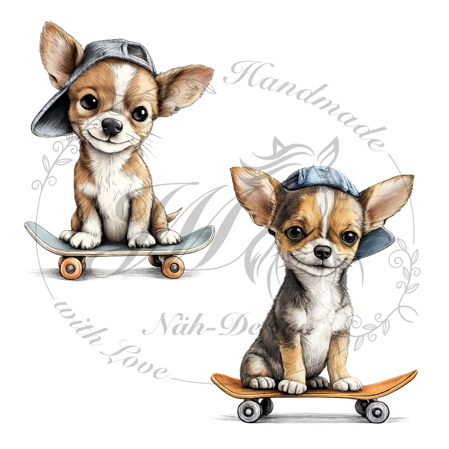 Bügelbild Skate Chihuahua