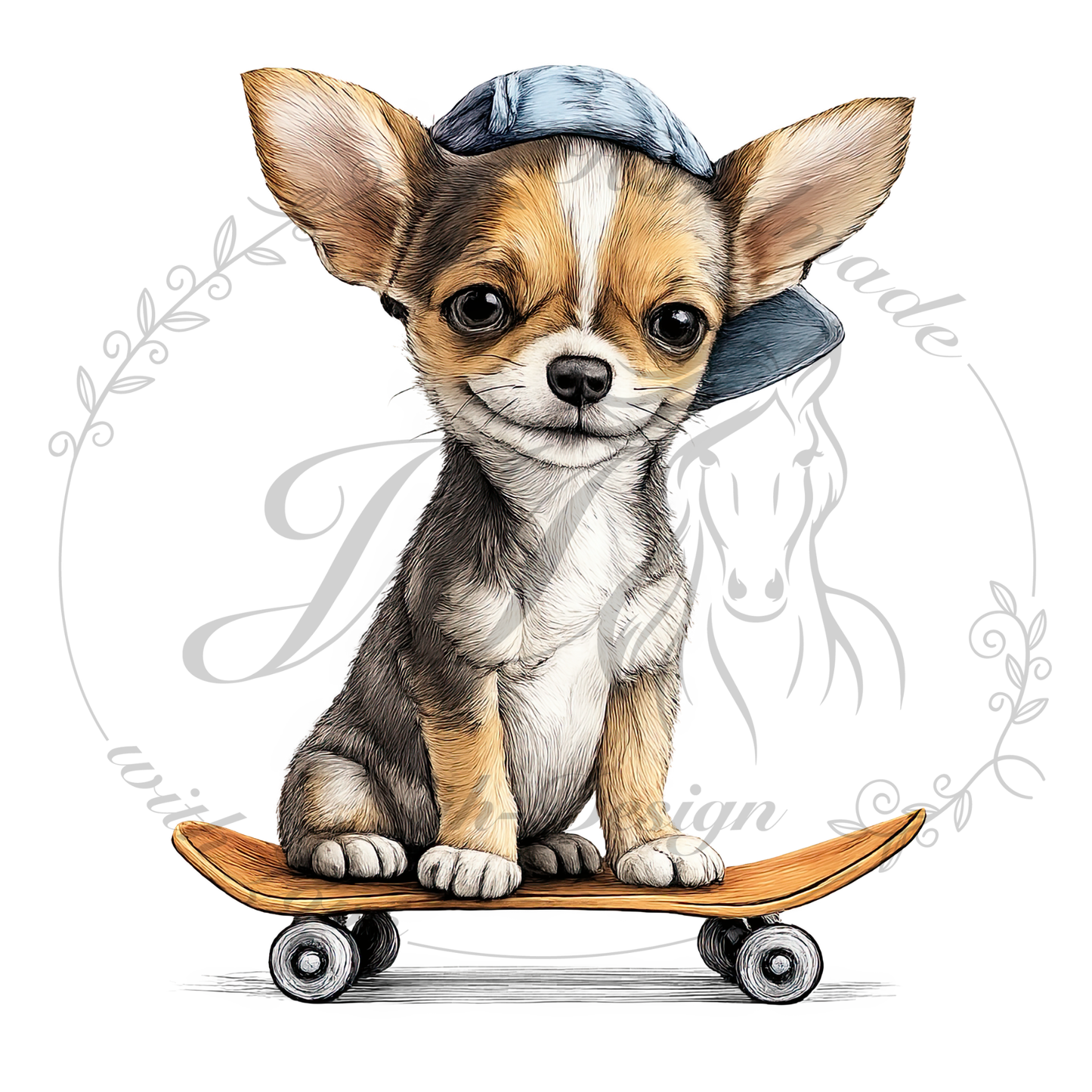 Bügelbild Skate Chihuahua