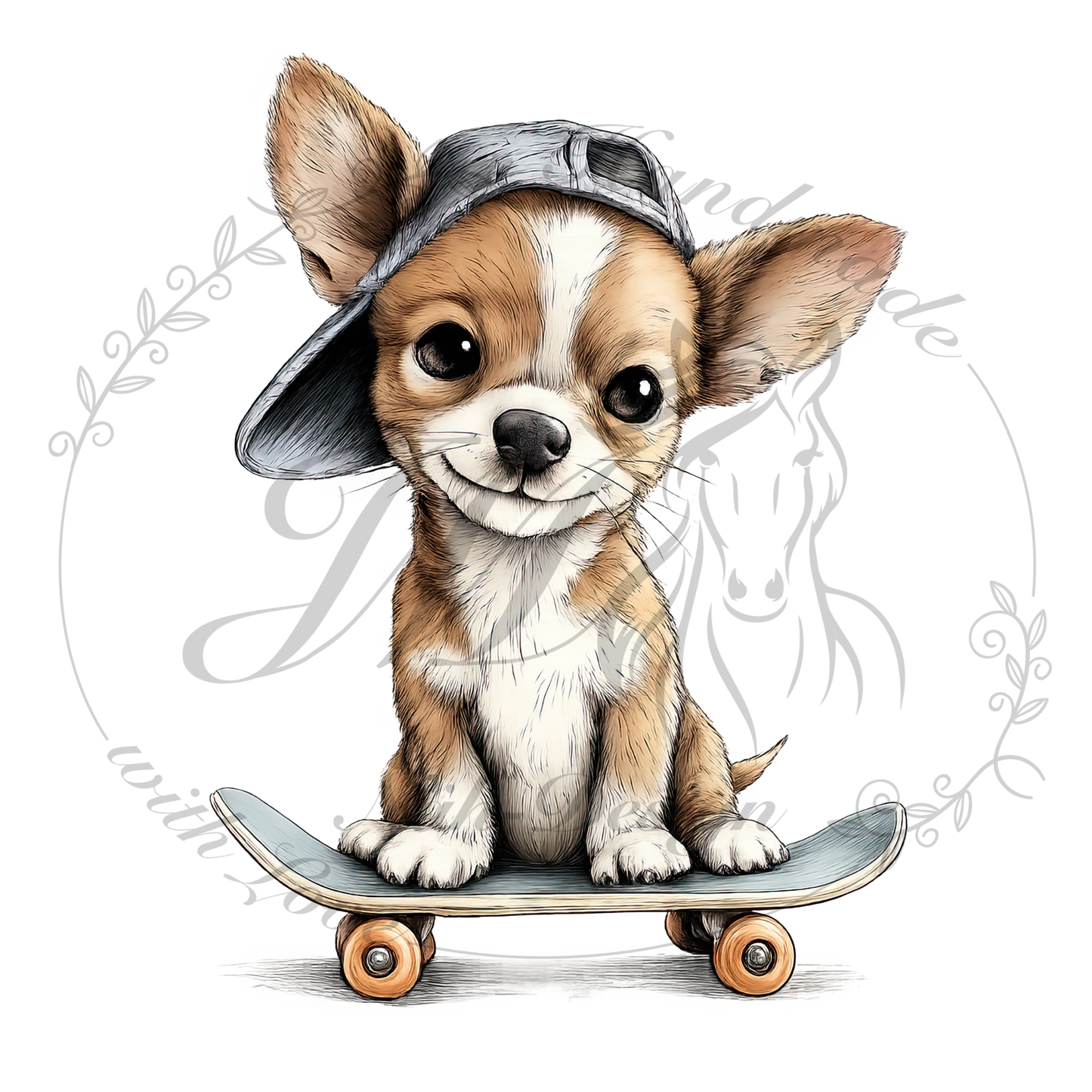Bügelbild Skate Chihuahua