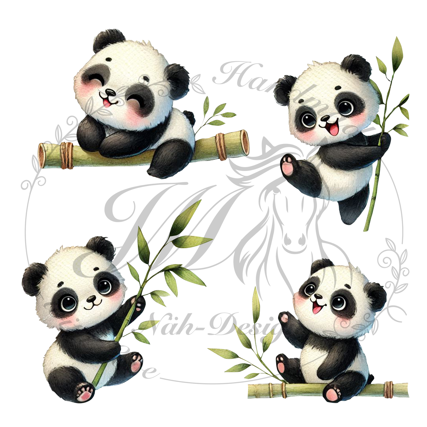 Bügelbild Panda Bande